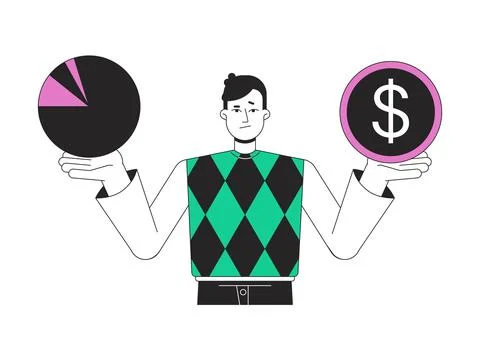 Startup risk assessment flat line concept vector spot illustration Ilustração Stock