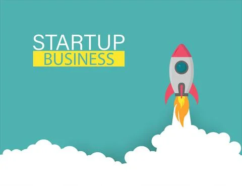 Startup rocket up business project, vector illustration Illustrazione stock