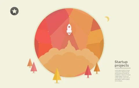 Startup rocket in circle Stock Illustration