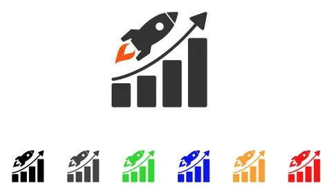 Startup Rocket Growth Chart Vector Icon Illustrazione stock