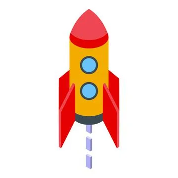 Startup rocket icon isometric vector. Ship launch Stock Illustration