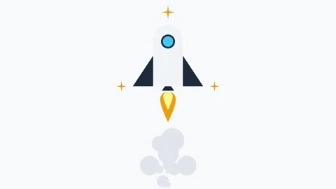 Startup Rocket Launch 2D Flat Animation for Business Project and Innovation 4K Vídeo Stock 346970295