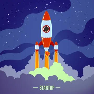 Startup Rocket Launch Stock Illustration