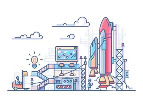 Startup rocket launch Stock Illustration
