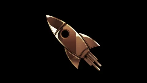 Startup rocket launch metal symbol loop rotating Stock Footage 344934825