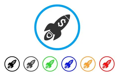 Startup Rocket Launch Rounded Icon Stock Illustration