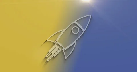 Startup rocket launch symbol 3d with shadow Stock Footage 344732662