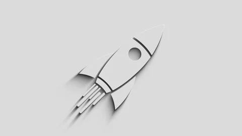 Startup rocket launch symbol 3d with shadow Stock Footage 344934672