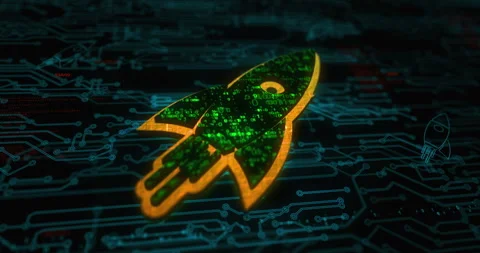 Startup rocket launch symbol digital concept Stock Footage 344540224