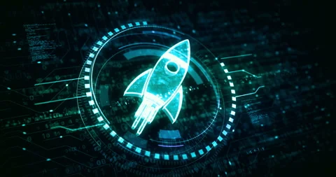 Startup rocket launch symbol digital concept Stock Footage 344542008