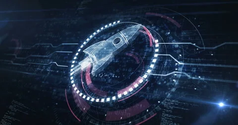 Startup rocket launch symbol digital concept loop Stock Footage 344733410