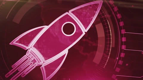 Startup rocket launch symbol loop digital concept Stock Footage 344934648