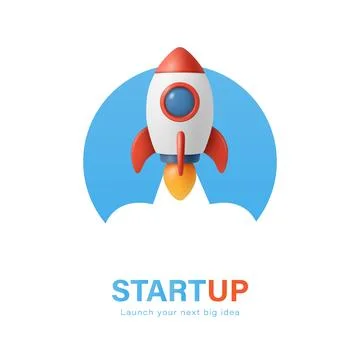 Startup Rocket Launch, Vector Illustration. Startup Business Growth and Sta.. Stock Illustration