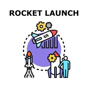 Startup rocket launching business project success strategy Stock Illustration