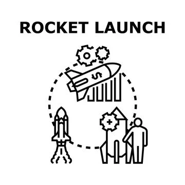 Startup rocket launching business project success strategy Stock Illustration