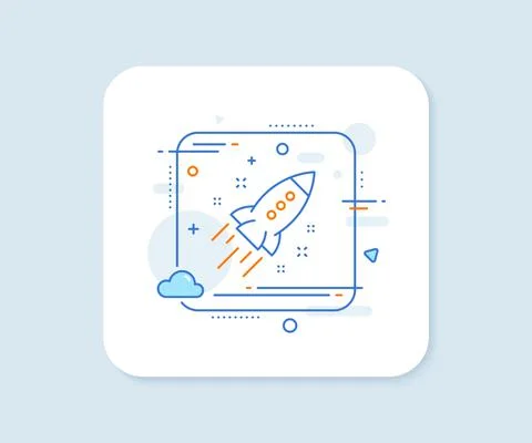 Startup rocket line icon. Launch Project sign. Vector Stock Illustration