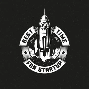 Startup rocket round logo Stock Illustration