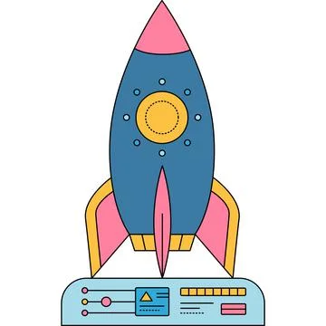 Startup rocket vector ship launch icon design Stock Illustration