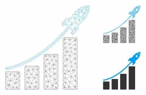 Startup Sales Chart Vector Mesh Network Model and Triangle Mosaic Icon Illustrazione stock