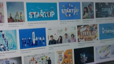 Startup showing on laptop screen google search image Stock Footage 210938008