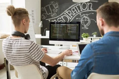 Startup software development team in office Stock Photos