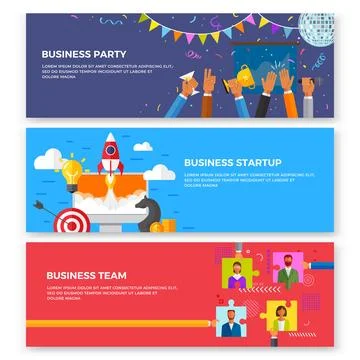 Startup, starting new project, business team, office party happy people Stock Illustration