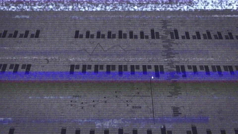 On startup static noise slicing bars, bars materializing and line graph emerging Stock Footage 312905517