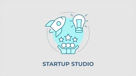 Startup studio blue concept icon animation Stock Footage 344178043