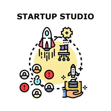 Startup studio developing business innovation strategy Illustrazione stock
