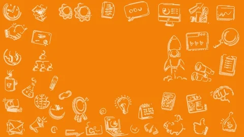 Startup success elements with doodle art background animation Stock Footage 240861985