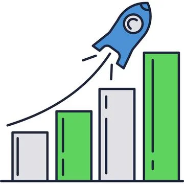 Startup success icon bar graph rocket vector 스톡 일러스트