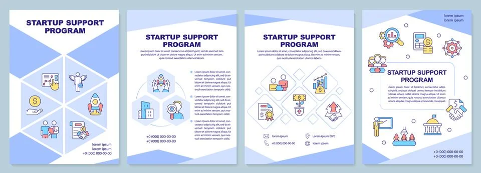 Startup support program purple brochure template Stock Illustration