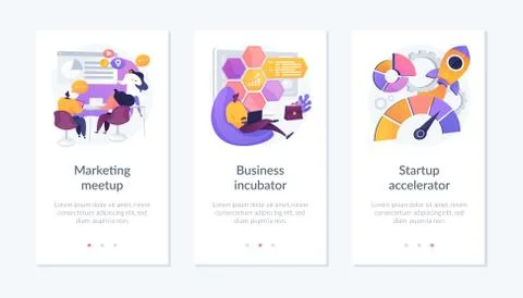 Startup supporting app interface template. Stock Illustration
