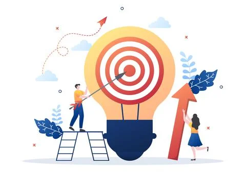 Startup Target of Business Development Process, Innovation Product, Launch, S Stock Illustration