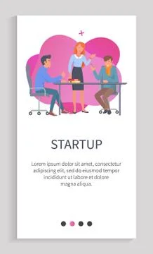 Startup Team Developing Project in Workplace Web Illustrazione stock
