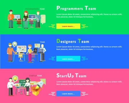 Startup Team. Programmers. Designers People Group Illustrazione stock