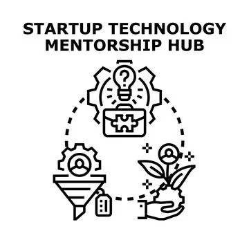 Startup technology mentorship hub concept for business development Stock Illustration