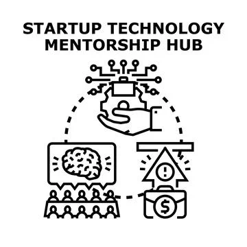 Startup technology mentorship hub concept illustration Stock Illustration