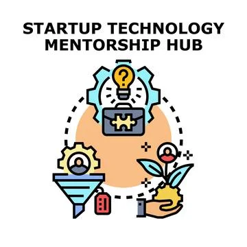 Startup technology mentorship hub concept for business development イラスト素材