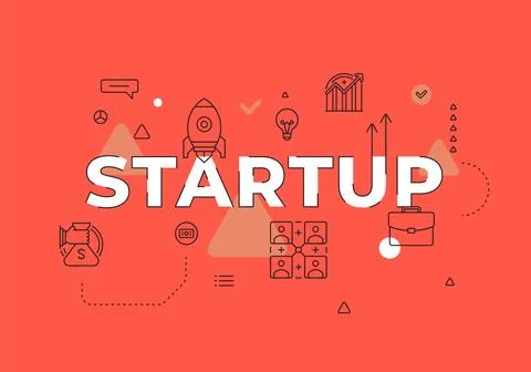 Startup text concept modern flat style vector illustration red banner with .. Stock-Illustration