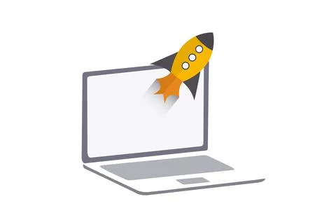 Startup vector concept, flat cartoon rocket launch, idea of successful business Stock Illustration