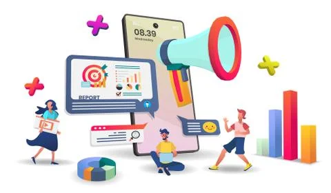 Startup vector concept on mobile application vector. online store smartphone  Stock Illustration