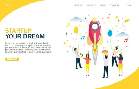 Startup vector website landing page design template Stock Illustration