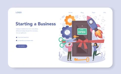 Startup web banner or landing page. New business launching. Stock Illustration