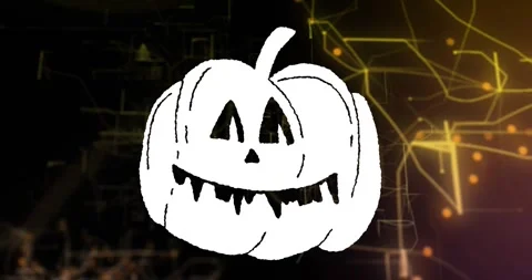 On startup white jack-o'-lantern remaining static while glowing lines pulsing Video stock 317206789