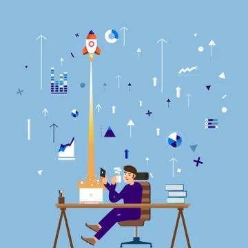 Startup Working Stock Illustration