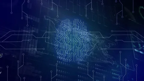 On startup world map tracing neon line emitting circuit network forming data hub 스톡 동영상 330476010