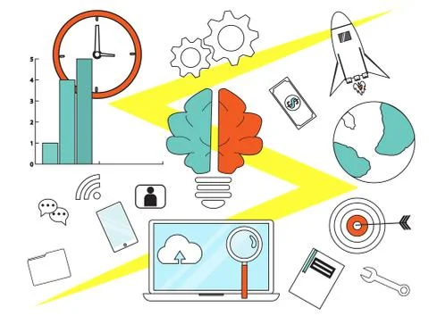 Startup's process for successful concept vector Stock Illustration