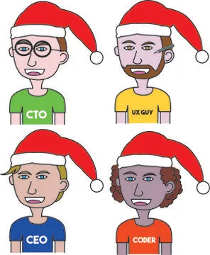 Startups team avatar in vector consist of CEO, CTO, UX Designer and programmer Stock Illustration