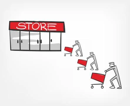 Starving crowd vector illustration clip art store buyer Illustrazione stock